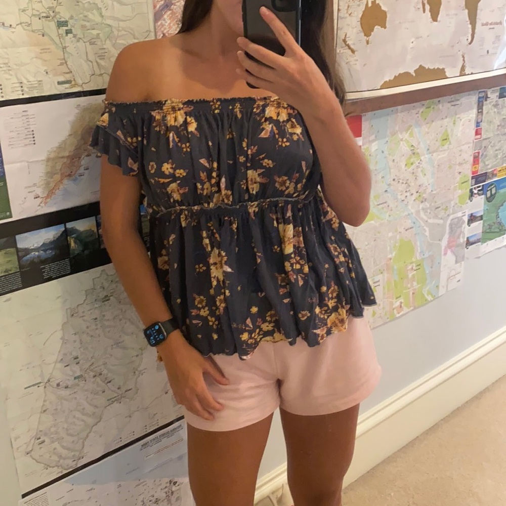 FREE PEOPLE Babydoll Floral Flowy Top